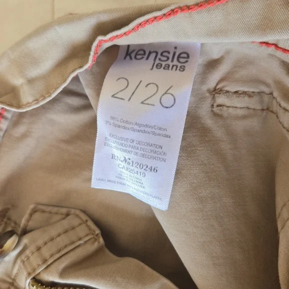 Kensie Jeans The Ella High Rise Straight Khaki Utility Cargo Pants Size 2 / 26 - Picture 13 of 14